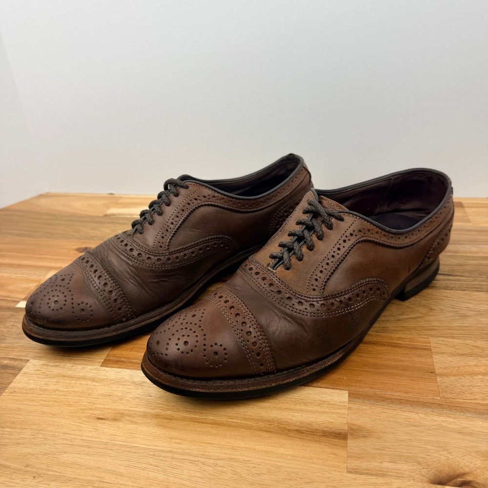 Dainite Mens Brown Leather Wingtip Brogue Oxford Dress Shoes Dainite Sole 8.5